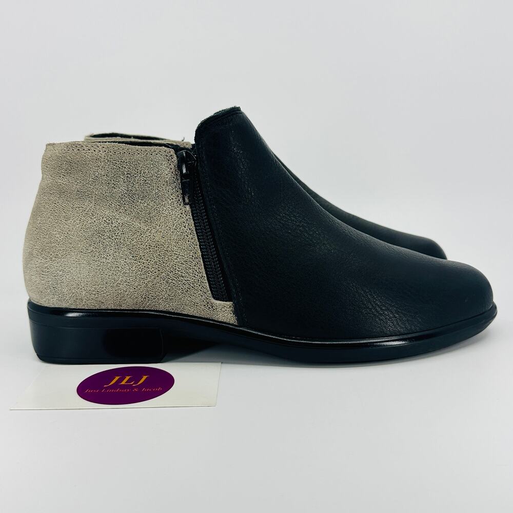Naot Women's Helm Soft Black/Speckled Beige Comfort Ankle Booties Size 37/ 6 US